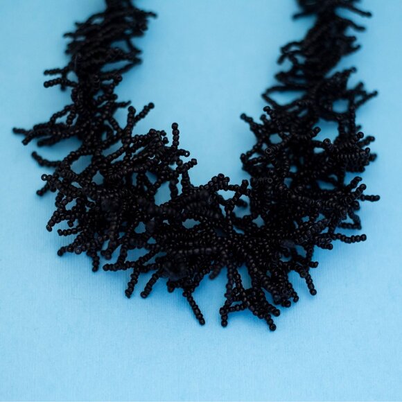 22 inch, Vintage Black Moss Gothic Leaves Bib Necklace - N34 - Picture 1 of 3